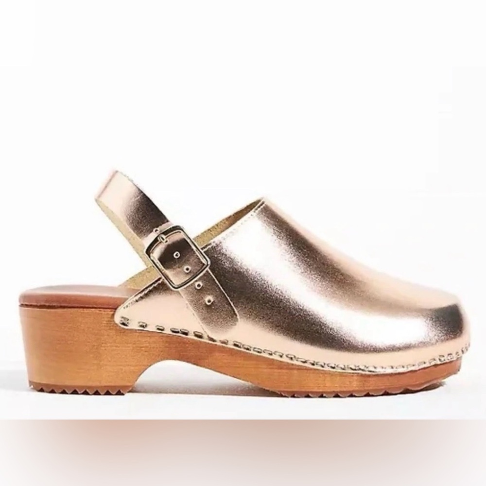 ANTHROPOLOGY ROSE GOLD ABBA CLOGS
